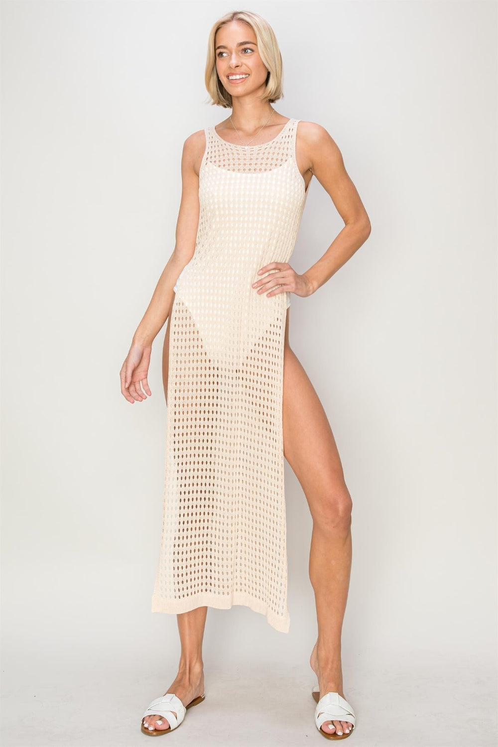 HYFVE Backless Crochet Cover Up Dress